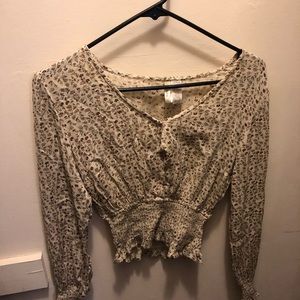 Floral Long Sleeve Crop Top